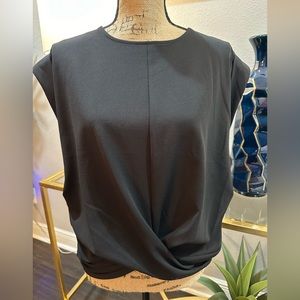 Worthington Black Faux Knot Front Sleeveless Blouse